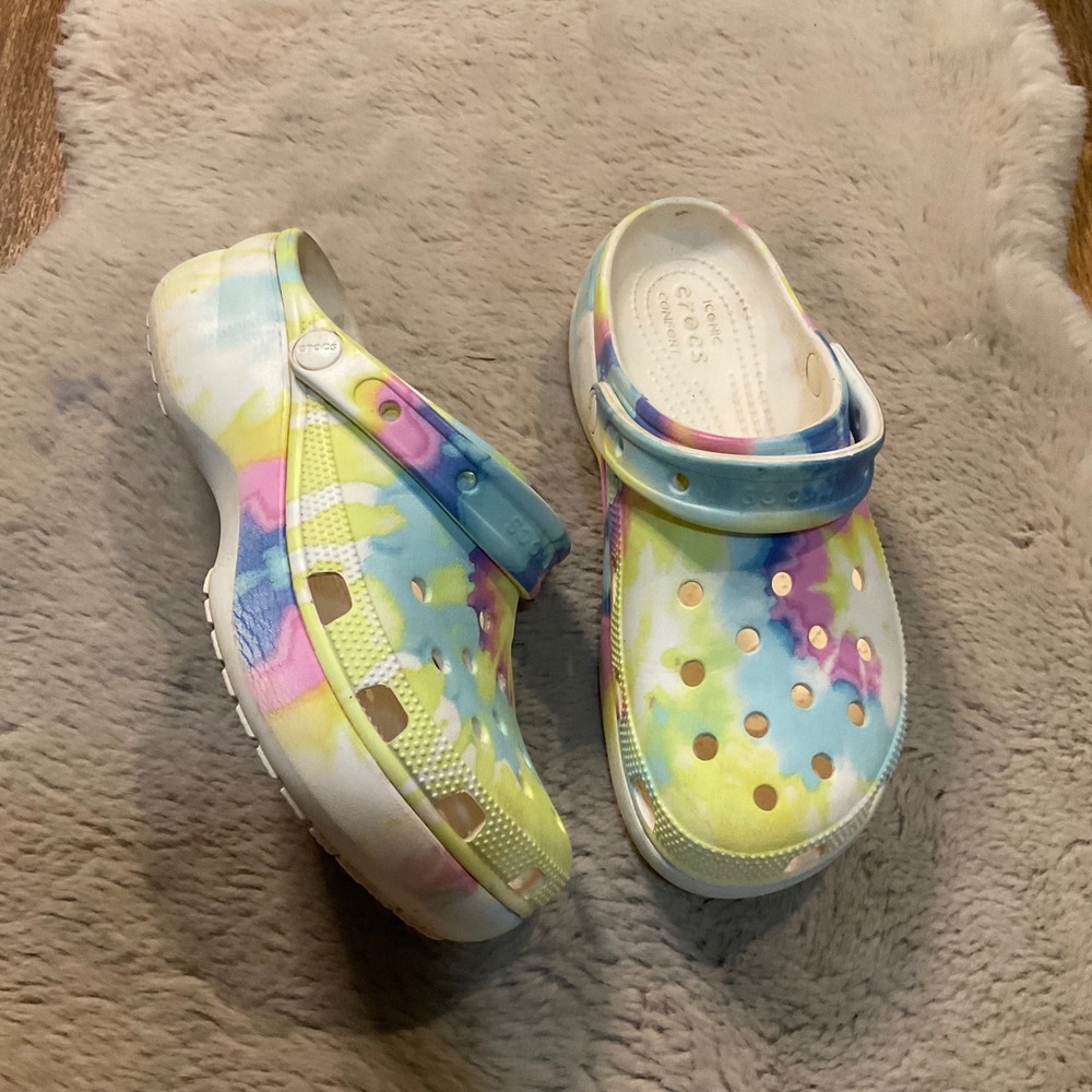 Crocs Platform Tie Dye Size 9 Womens Comfort Clog Rubber